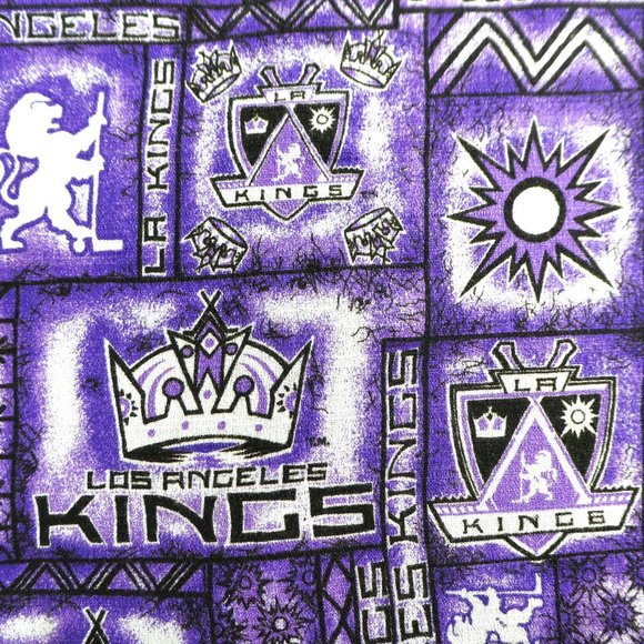 Vintage Hawaiian Ke Nui Bark Cloth Boys Shirt LA Los Angeles Kings Patchwork USA - Picture 2 of 5